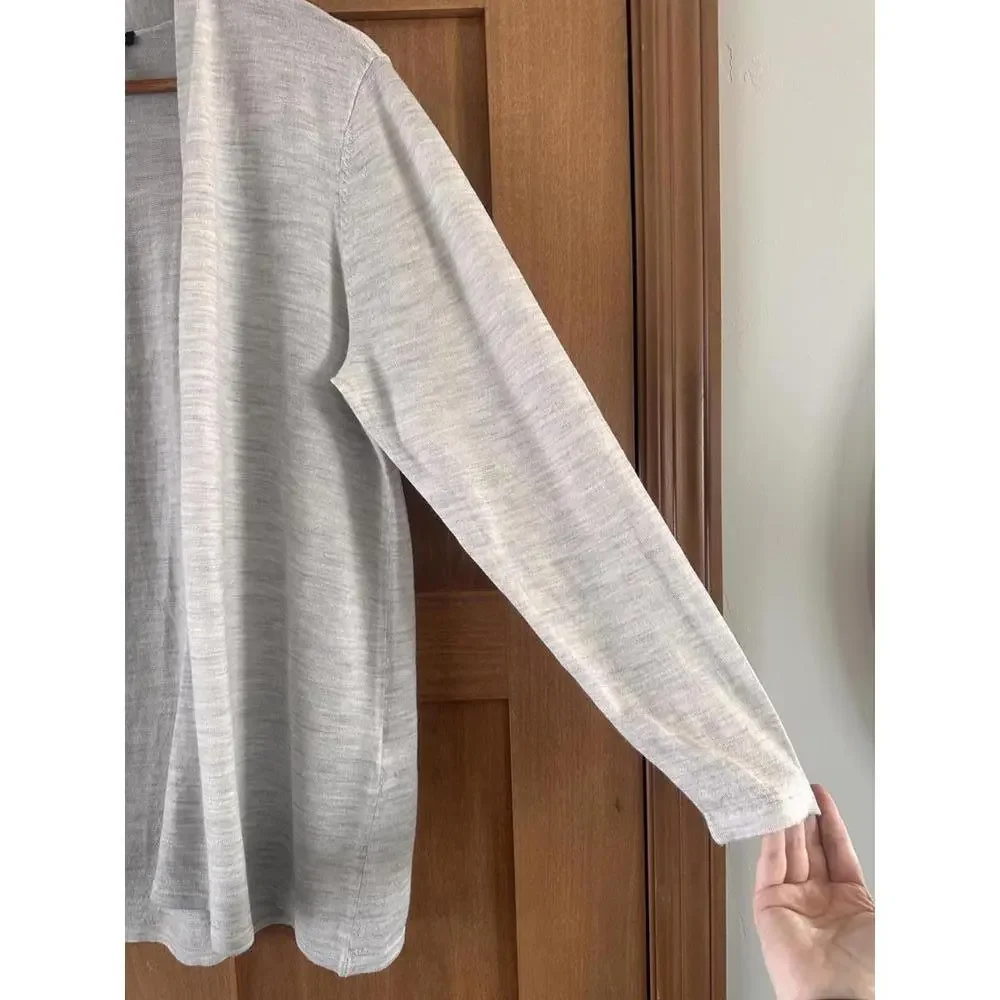 Eileen Fisher 100% Fine Merino Wool Open Front Cardigan Sweater Grey Women’s XL - Picture 4 of 13